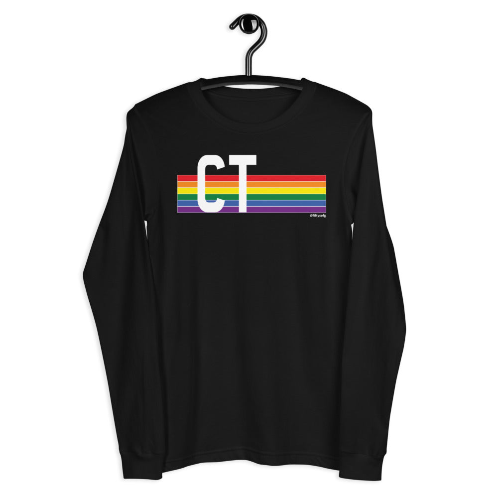 Connecticut Pride Retro Rainbow - Unisex Long Sleeve Tee