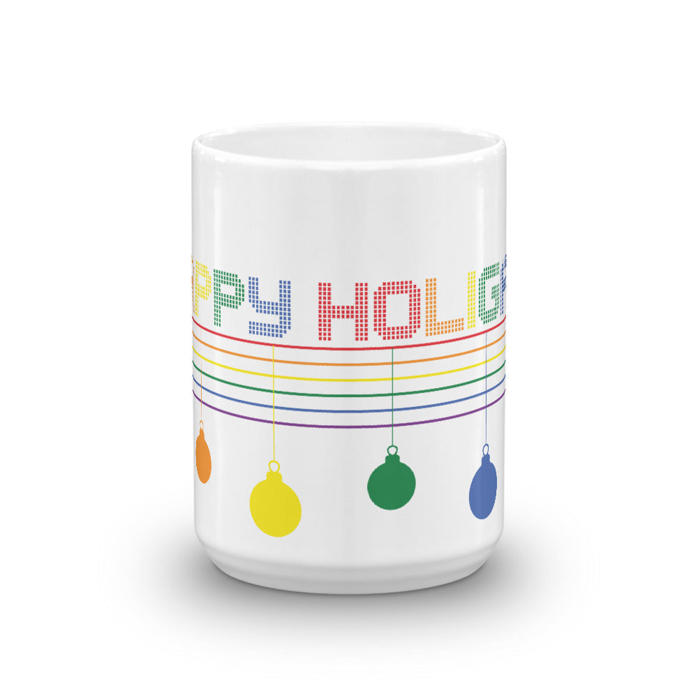 Happy Holigay Checkered Holiday Mug