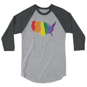 United States Solid Rainbow 3/4 sleeve raglan shirt