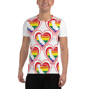 California Retro Pride Heart Pattern - All-Over Print Men's Athletic T-shirt