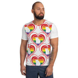 Georgia Retro Pride Heart Pattern - All-Over Print Men's Athletic T-shirt