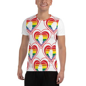 Illinois Retro Pride Heart Pattern - All-Over Print Men's Athletic T-shirt