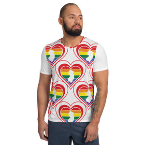 New Jersey Retro Pride Heart Pattern - All-Over Print Men's Athletic T-shirt
