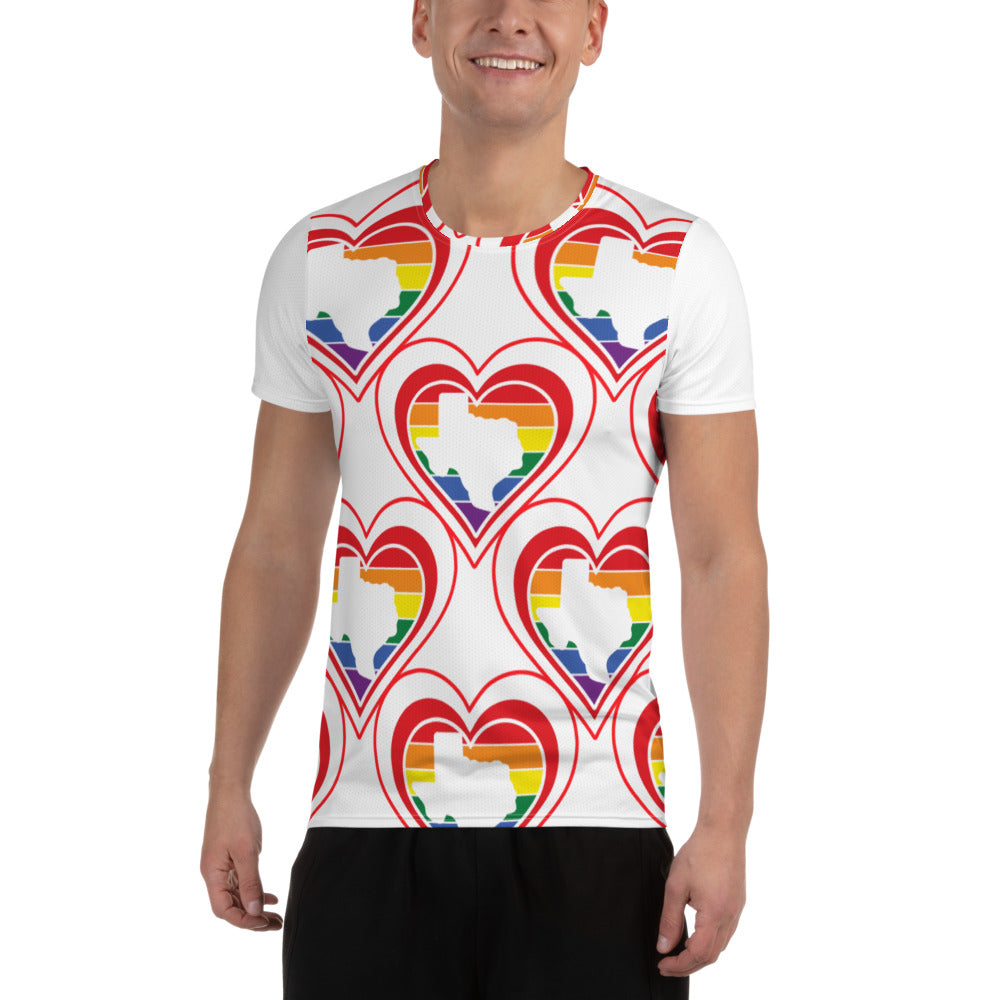 Texas Retro Pride Heart Pattern - All-Over Print Men's Athletic T-shirt