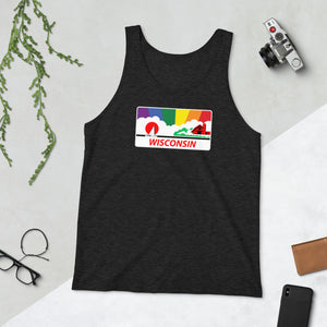 Wisconsin Pride Rainbow Sunset Unisex  Tank Top