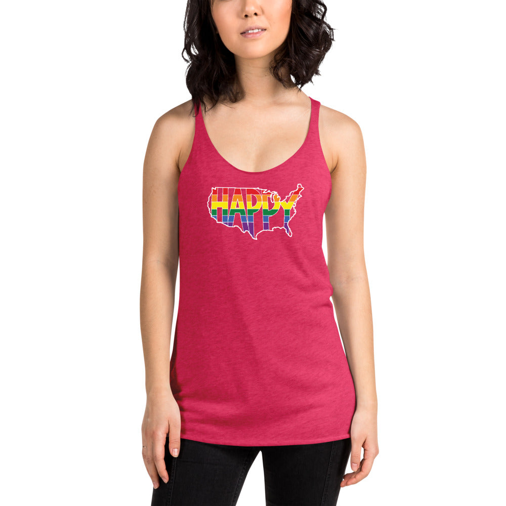 America Happy - Retro Pride - Women's Racerback Tank