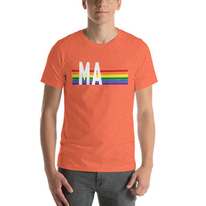 Massachusetts Pride Retro Rainbow Short-Sleeve Unisex T-Shirt