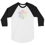 Pride Rainbow Outline Snowflake Winter - 3/4 sleeve raglan shirt