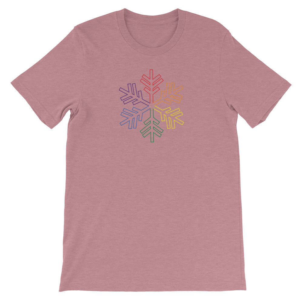 Pride Rainbow Outline Snowflake Winter - Short-Sleeve Unisex T-Shirt
