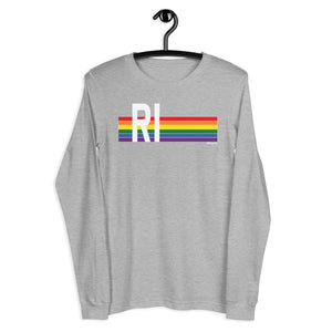 Rhode Island Pride Retro Rainbow - Unisex Long Sleeve Tee