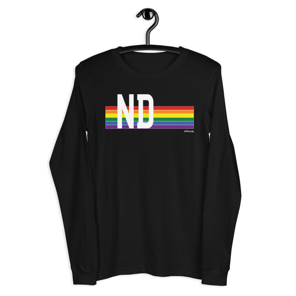 North Dakota Pride Retro Rainbow - Unisex Long Sleeve Tee