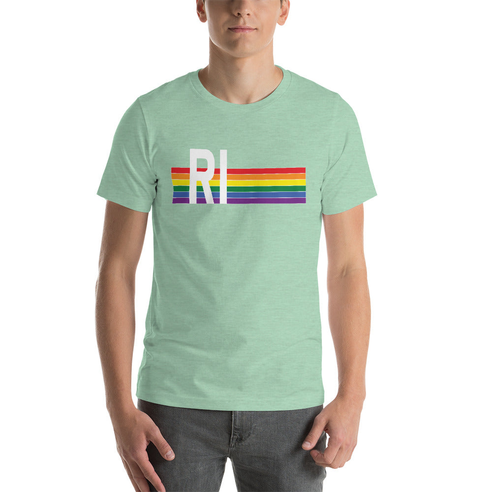 Rhode Island Pride Retro Rainbow Short-Sleeve Unisex T-Shirt