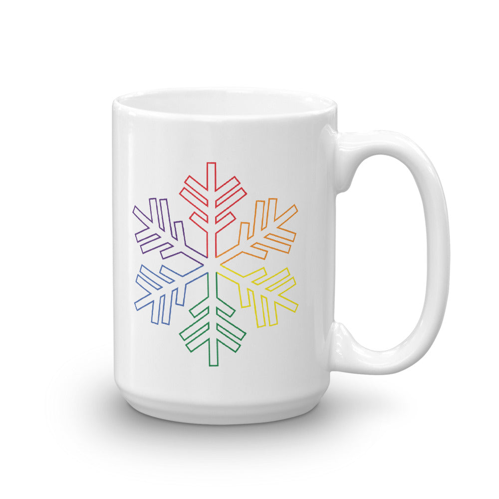Pride Rainbow Outline Snowflake Winter Mug