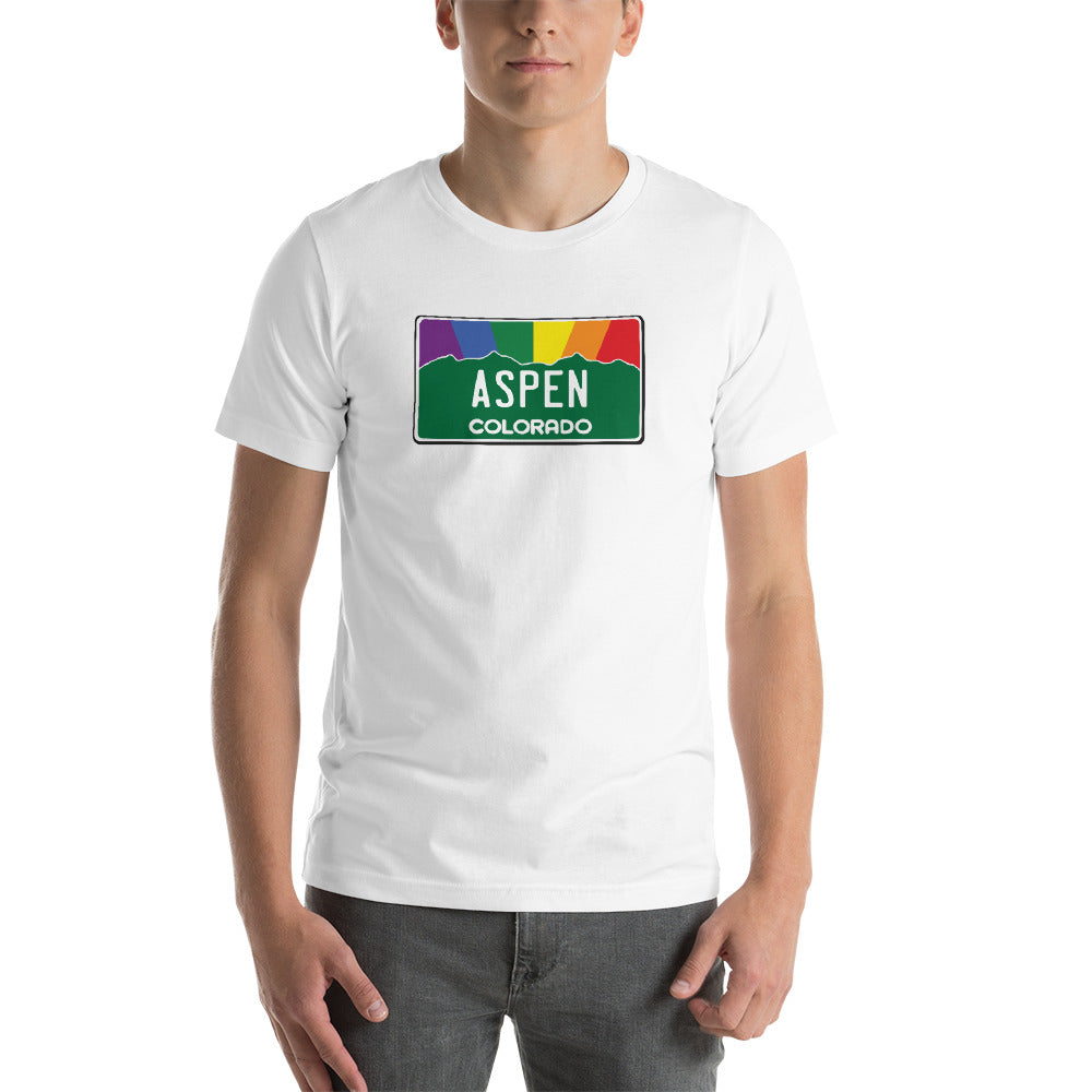 Aspen Colorado Pride Rainbow Sunset Short-Sleeve Unisex T-Shirt