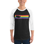 United States Retro Rainbow Outline 3/4 sleeve raglan shirt