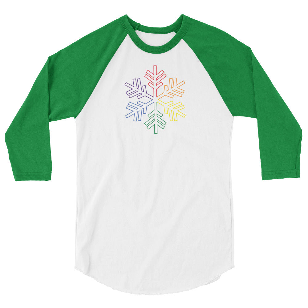 Pride Rainbow Outline Snowflake Winter - 3/4 sleeve raglan shirt