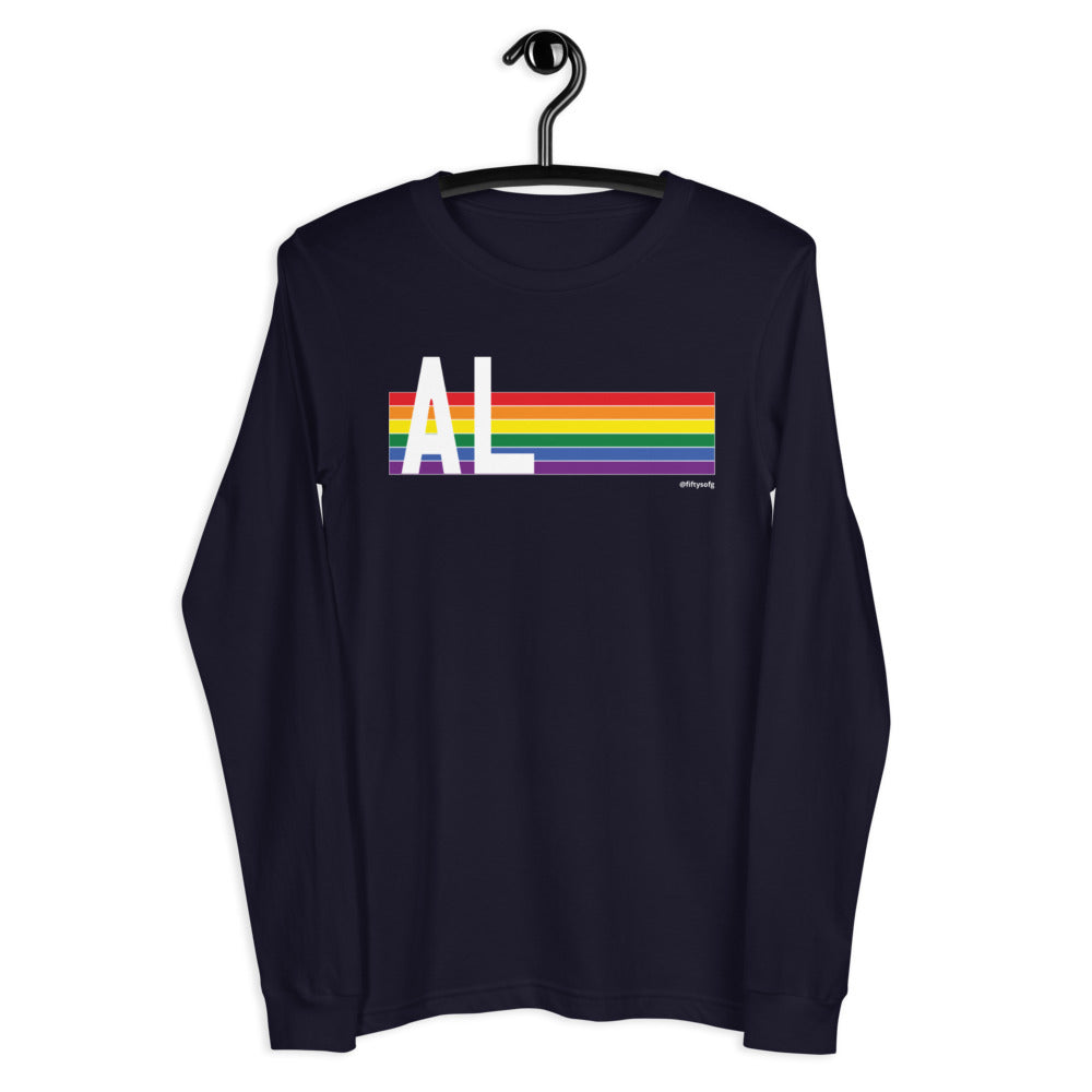 Alabama Pride Retro Rainbow - Unisex Long Sleeve Tee