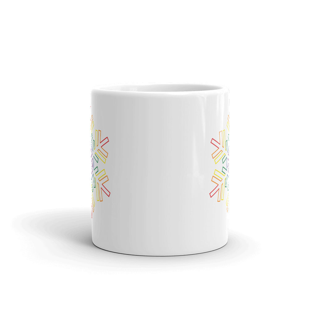 Pride Burst Outline Snowflake Winter Mug