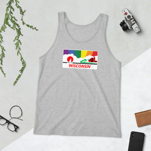 Wisconsin Pride Rainbow Sunset Unisex  Tank Top
