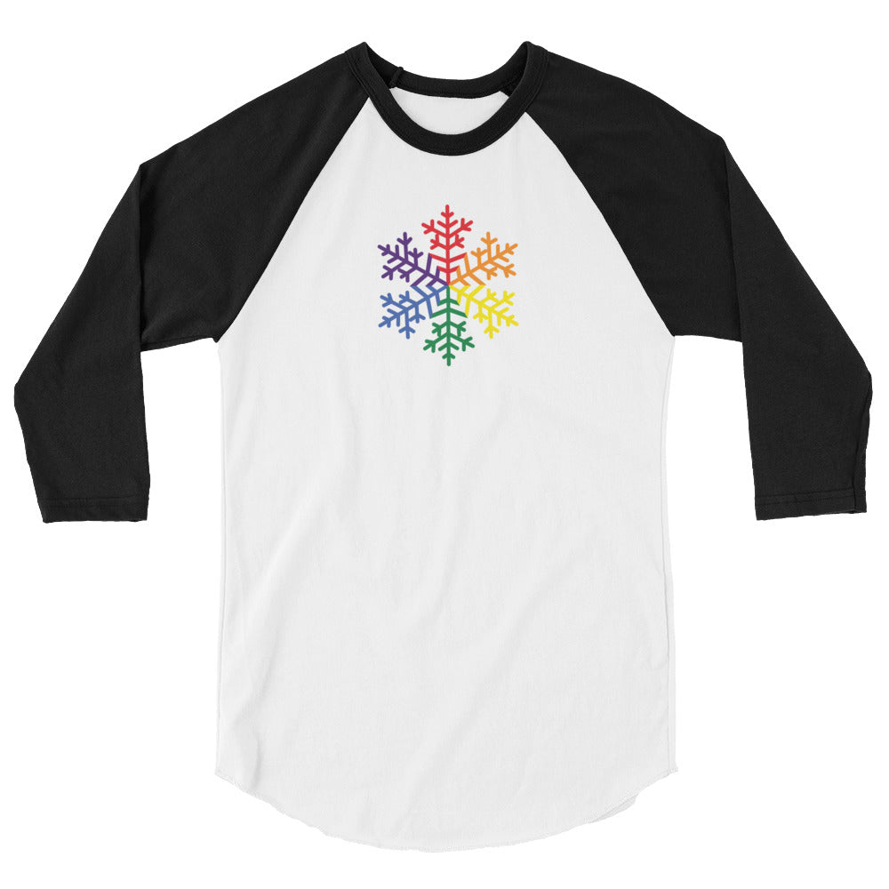 Pride Rainbow Snowflake Winter - 3/4 sleeve raglan shirt