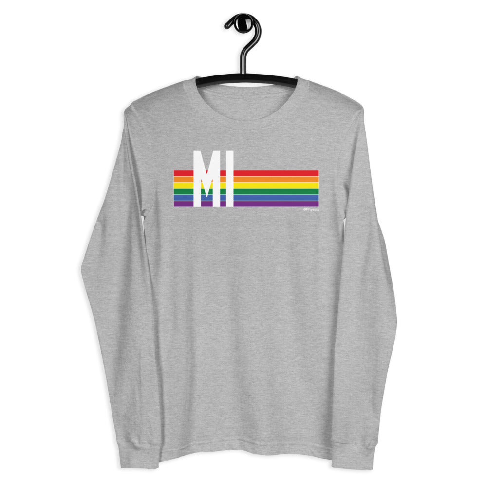 Michigan Pride Retro Rainbow - Unisex Long Sleeve Tee