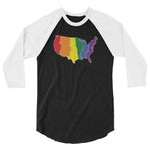 United States Solid Rainbow 3/4 sleeve raglan shirt