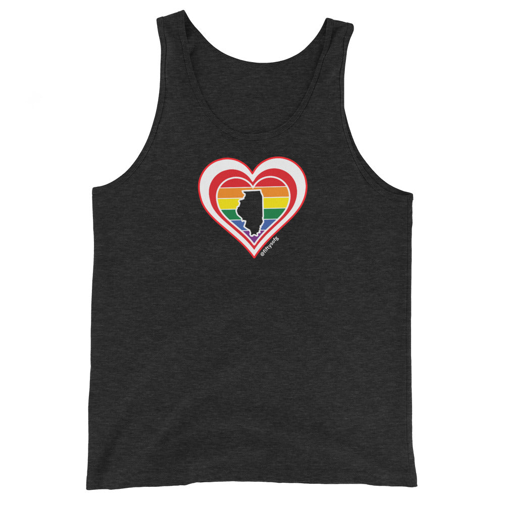 Illinois Retro Pride Heart - Unisex Tank Top