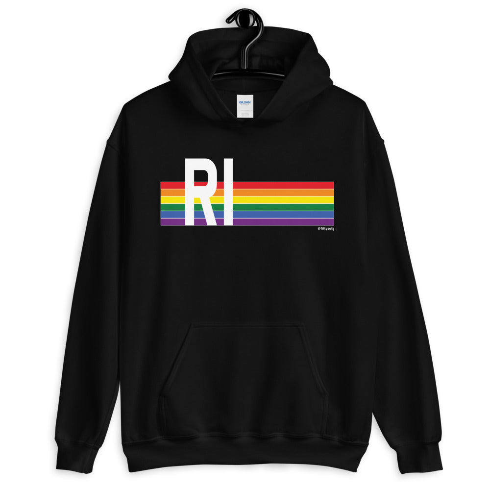 Rhode Island Pride Retro Rainbow - Unisex Hoodie