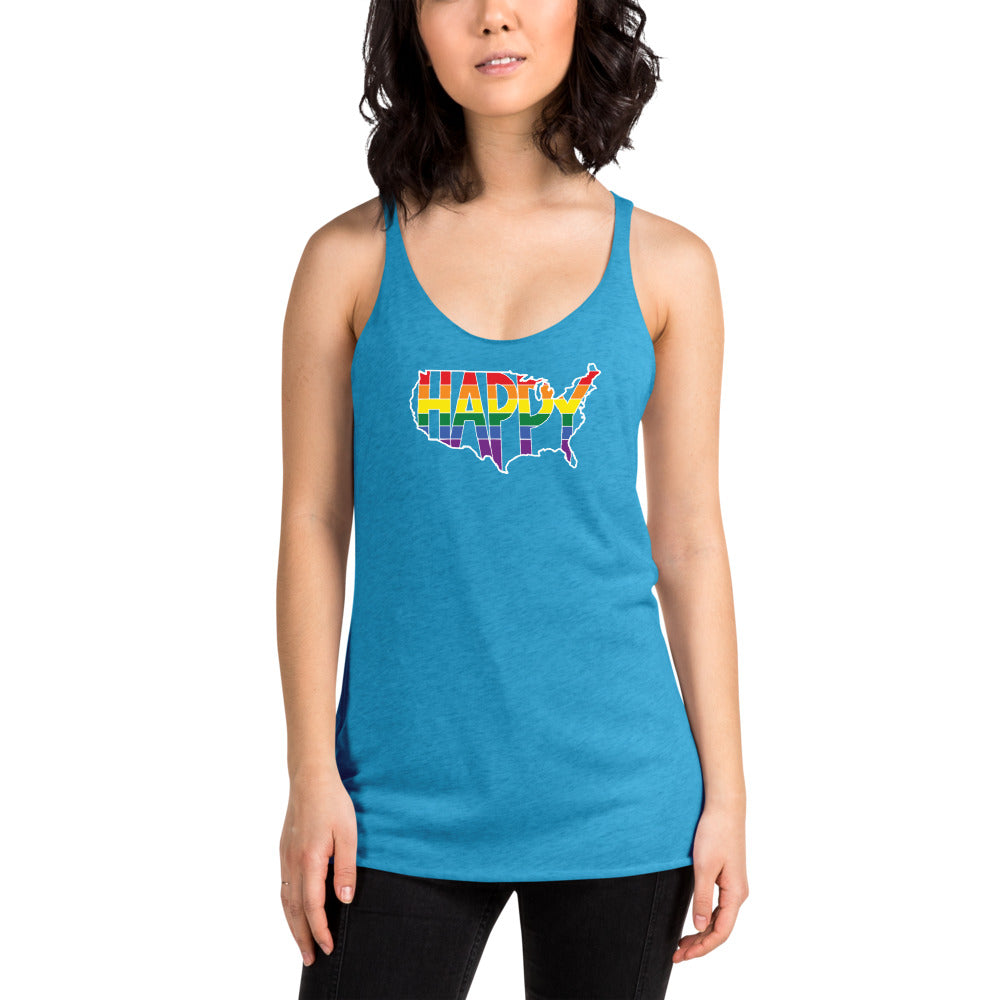 America Happy - Retro Pride - Women's Racerback Tank