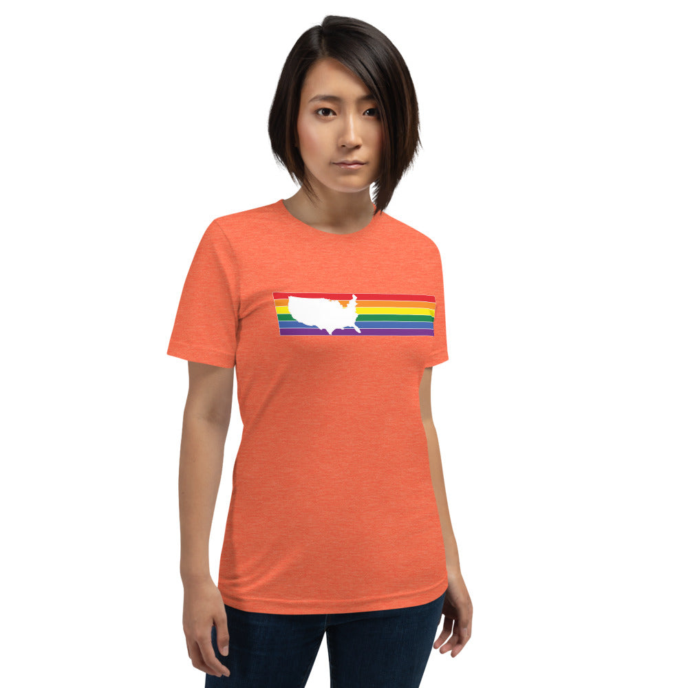 United States Retro Rainbow Solid Short-Sleeve Unisex T-Shirt