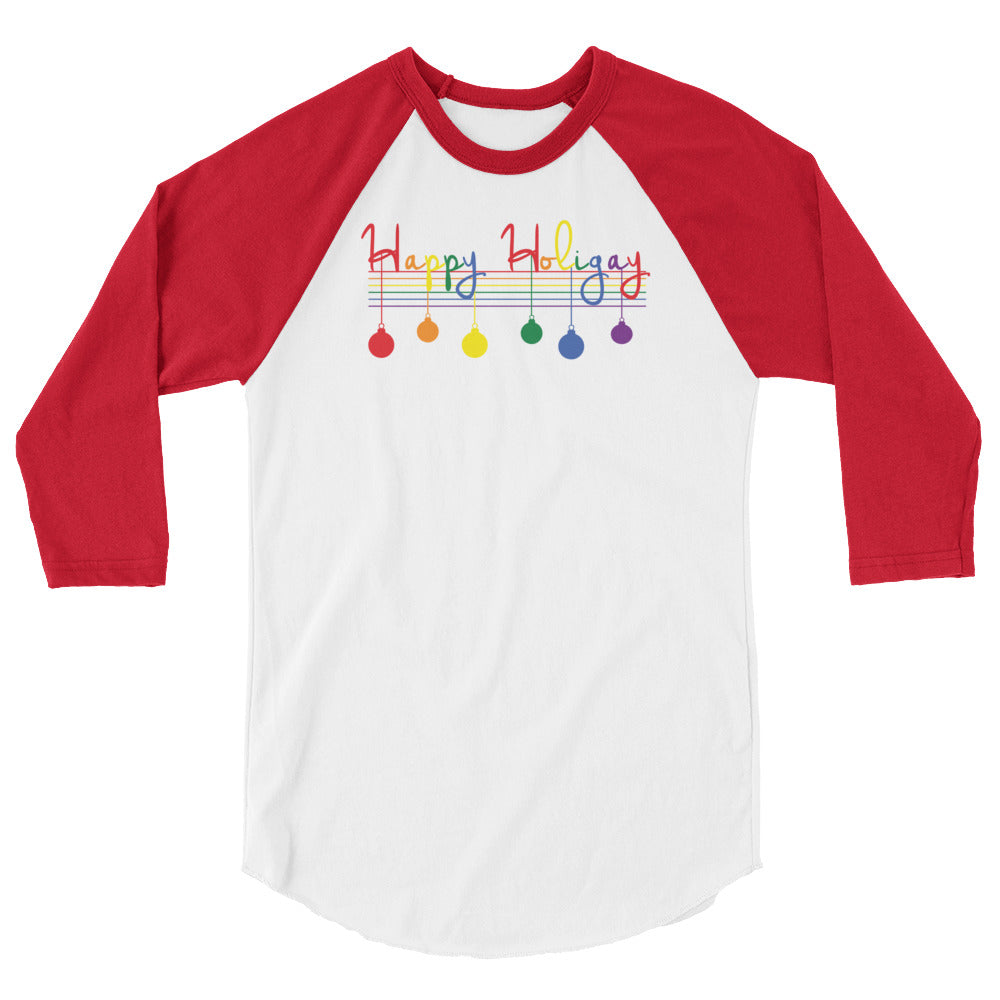 Happy Holigay Cursive - 3/4 sleeve raglan shirt