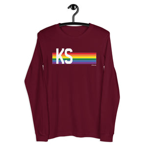 Kansas Pride Retro Rainbow - Unisex Long Sleeve Tee