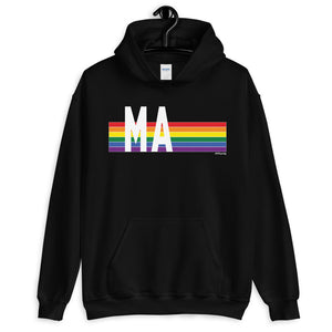 Massachusetts Pride Retro Rainbow - Unisex Hoodie