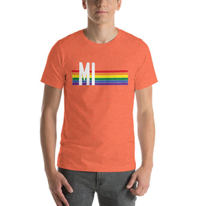 Michigan Pride Retro Rainbow Short-Sleeve Unisex T-Shirt