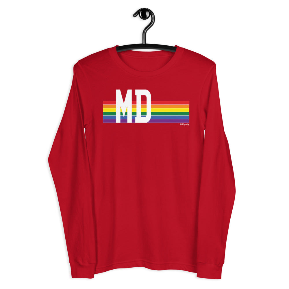 Maryland Pride Retro Rainbow - Unisex Long Sleeve Tee