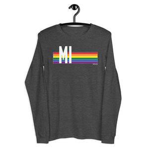 Michigan Pride Retro Rainbow - Unisex Long Sleeve Tee