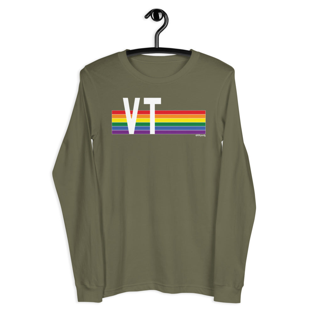Vermont Pride Retro Rainbow - Unisex Long Sleeve Tee