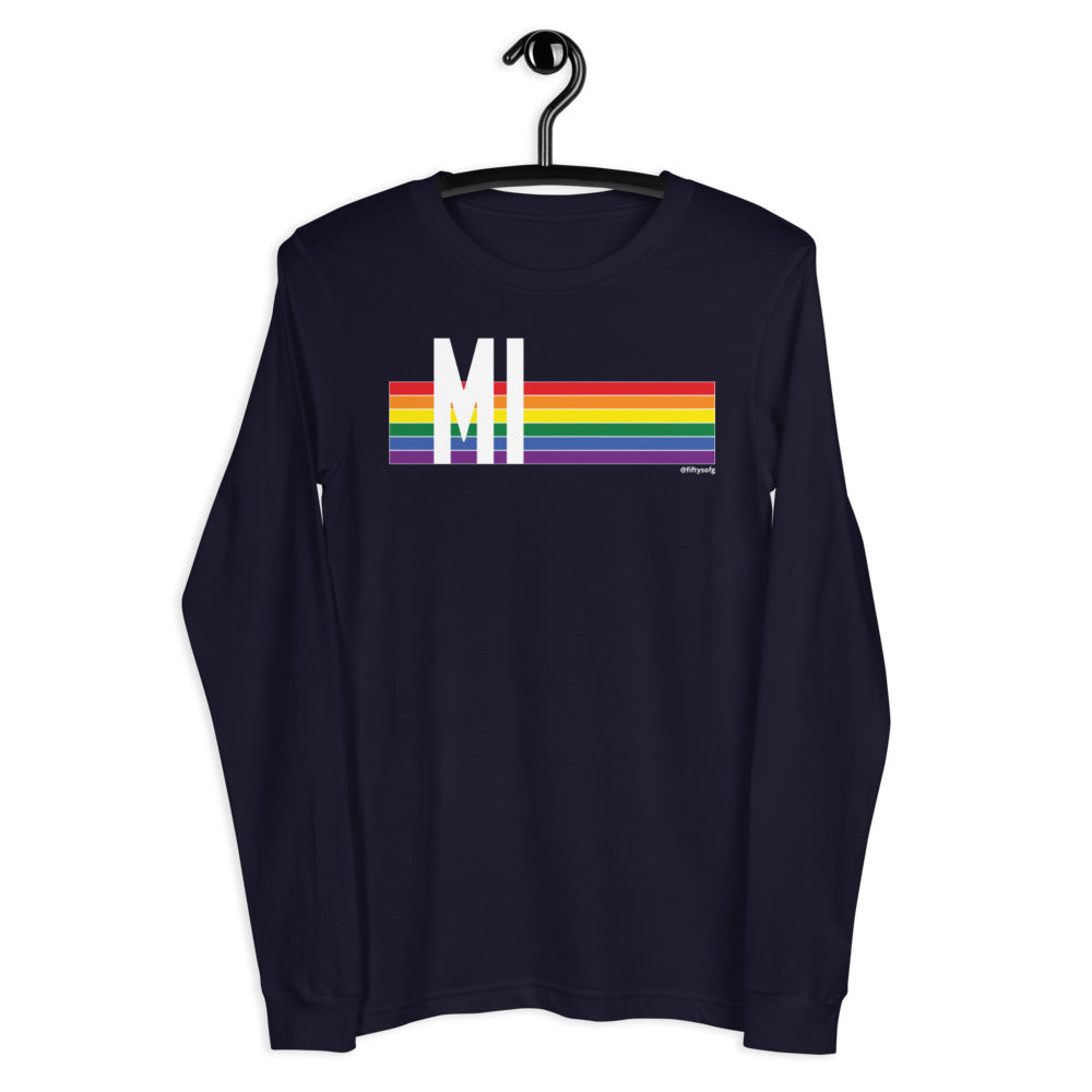 Michigan Pride Retro Rainbow - Unisex Long Sleeve Tee