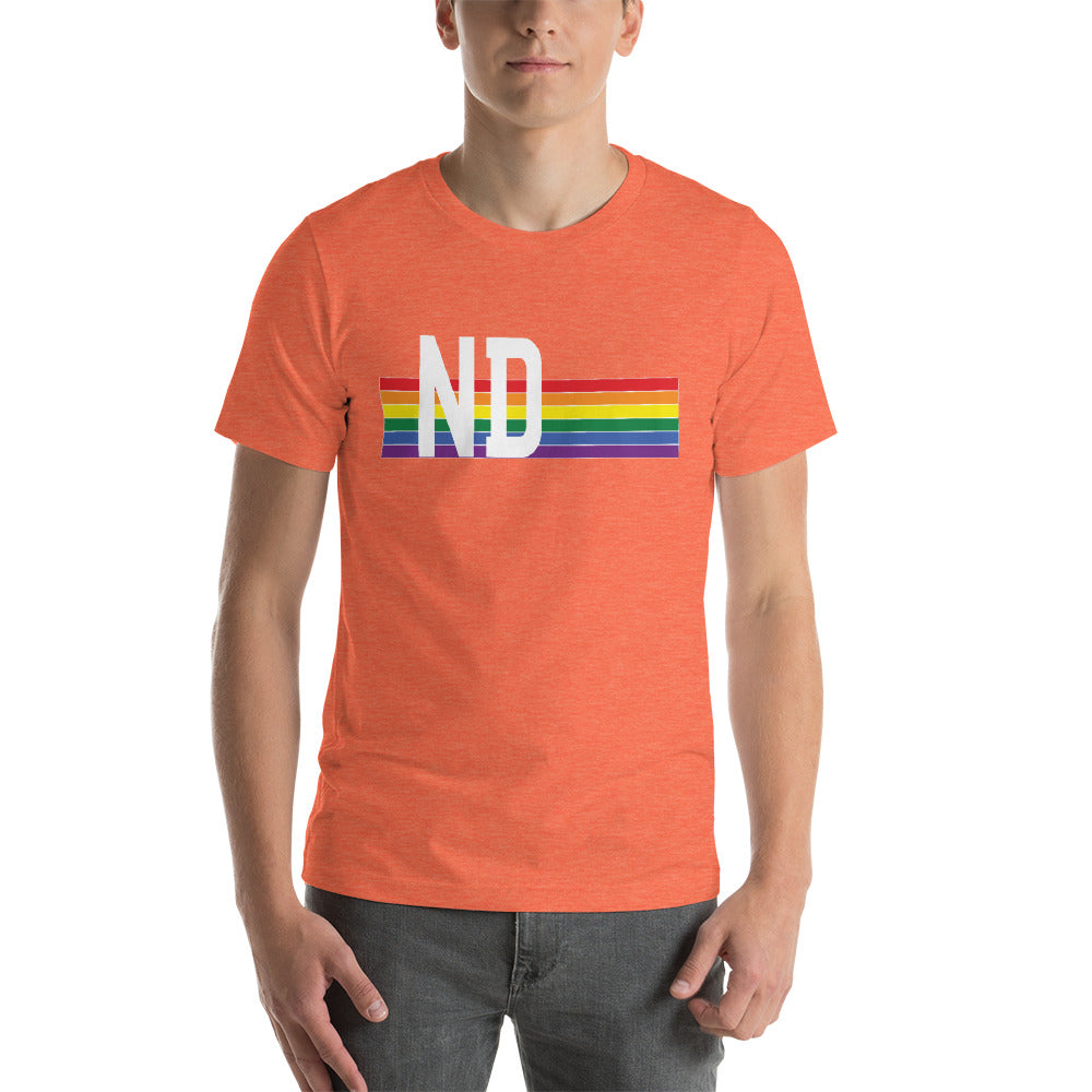 North Dakota Pride Retro Rainbow Short-Sleeve Unisex T-Shirt