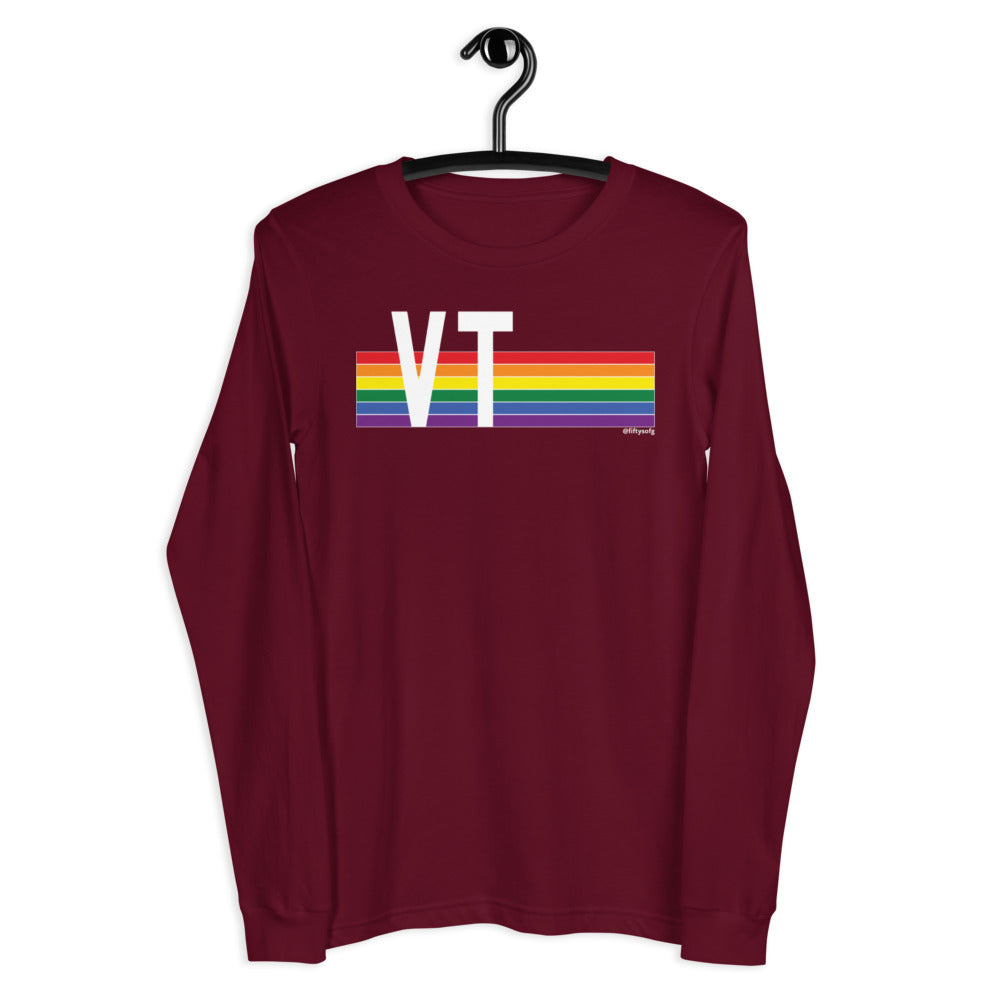 Vermont Pride Retro Rainbow - Unisex Long Sleeve Tee