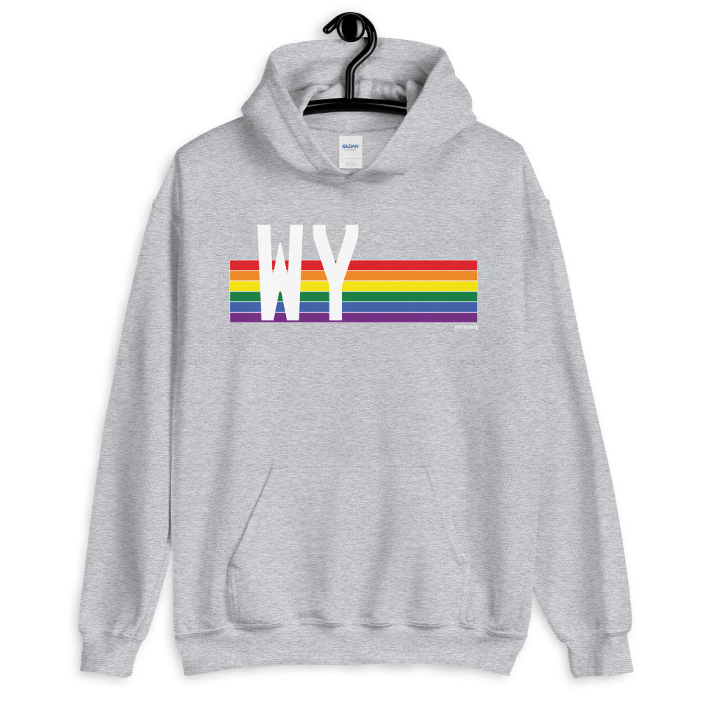 Wyoming Pride Retro Rainbow - Unisex Hoodie
