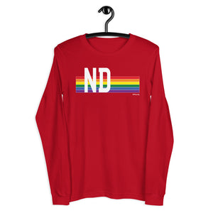 North Dakota Pride Retro Rainbow - Unisex Long Sleeve Tee