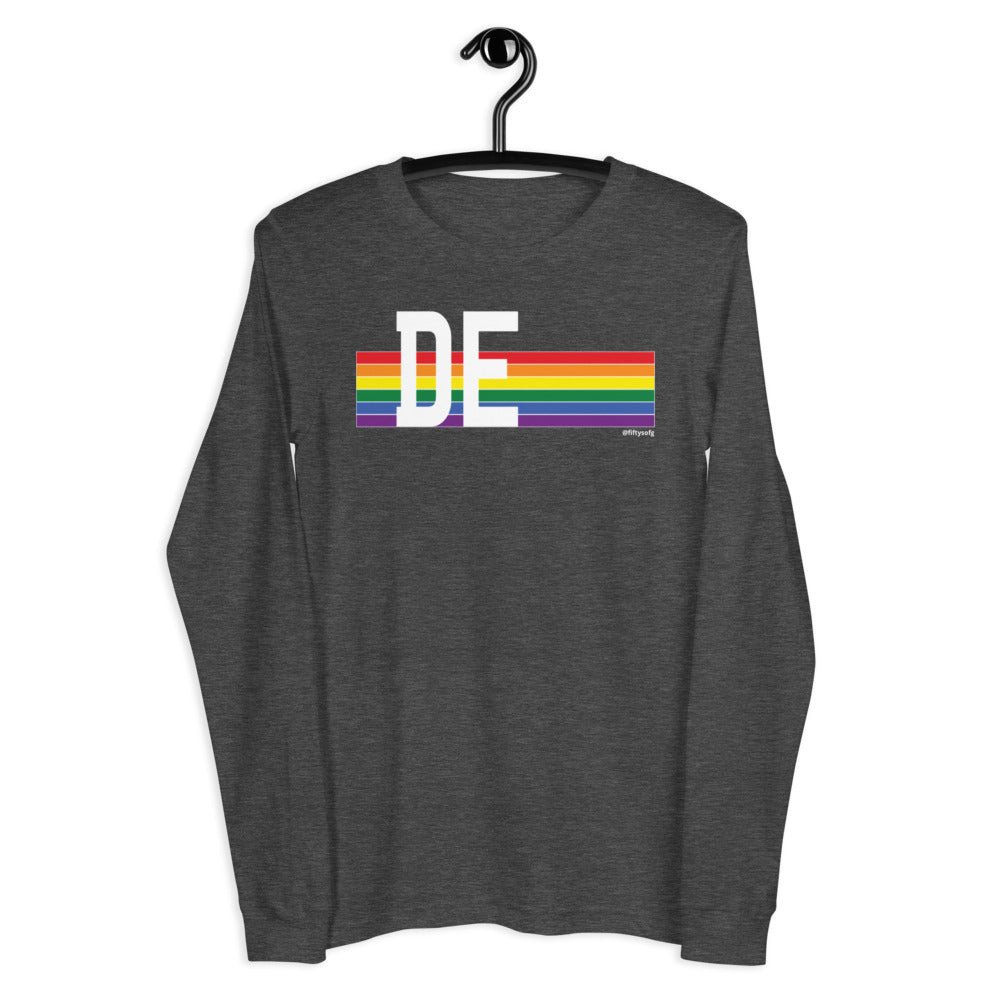 Delaware Pride Retro Rainbow - Unisex Long Sleeve Tee