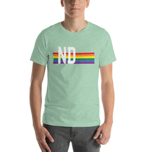 North Dakota Pride Retro Rainbow Short-Sleeve Unisex T-Shirt