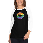 United States Retro Rainbow Round 3/4 sleeve raglan shirt