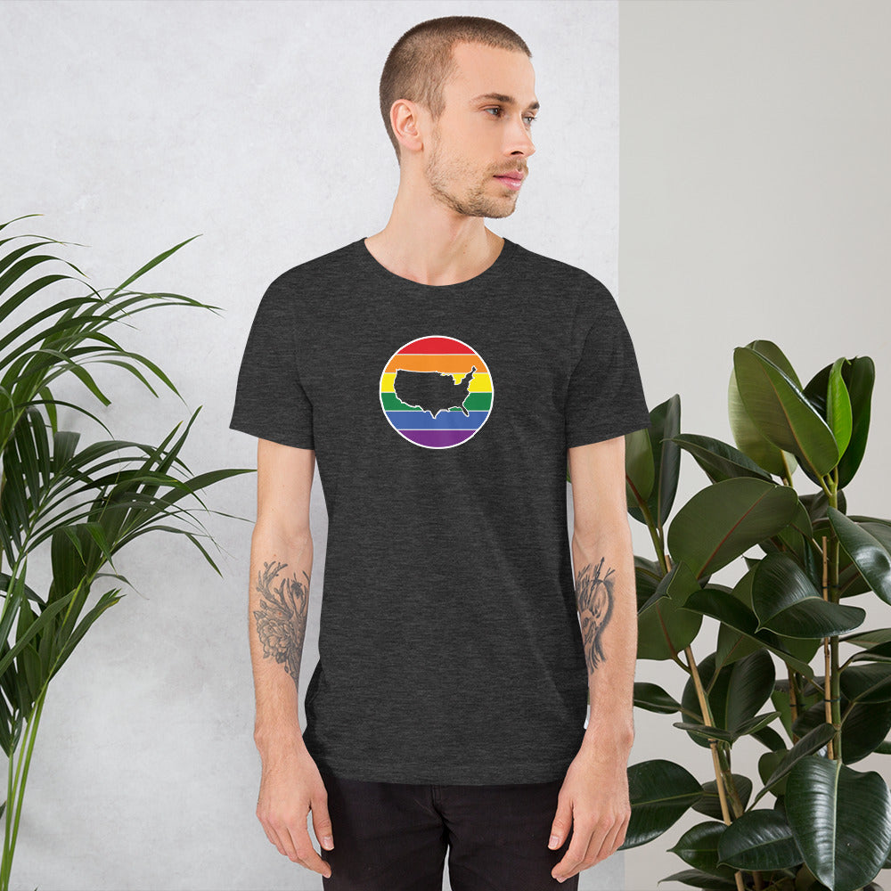 United States Retro Rainbow Round Short-Sleeve Unisex T-Shirt