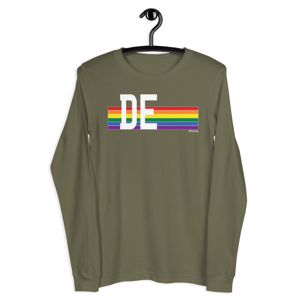 Delaware Pride Retro Rainbow - Unisex Long Sleeve Tee