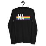 Massachusetts Pride Retro Rainbow - Unisex Long Sleeve Tee