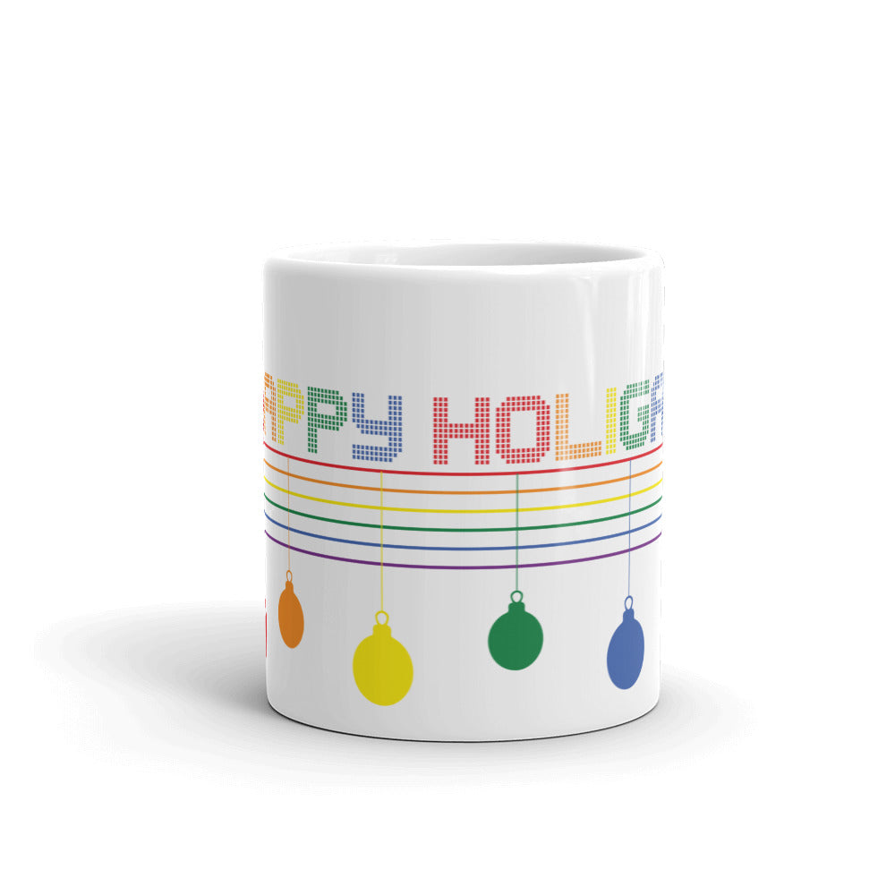 Happy Holigay Checkered Holiday Mug