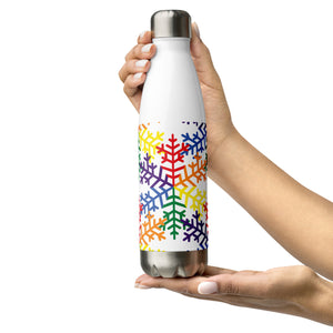 Pride Rainbow Snowflake Winter Stainless Steel Water Bottle